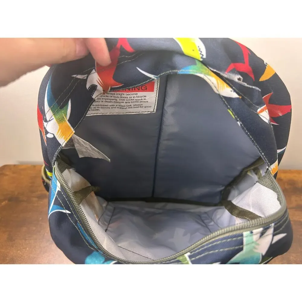 L.L. Bean Kids Shark Print Backpack Navy Blue Personalized‎